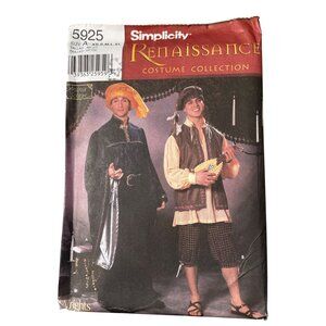 Simplicity 5925 Renaissance Costume Sewing Pattern Sizes XS-XL History UNCUT
